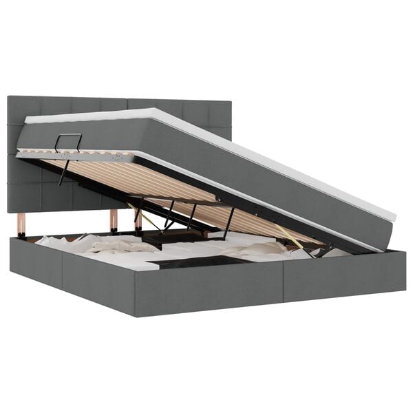 vidaXL Krevet s prostorom za pohranu s LED-om Tamno siva 160 x 200 cm