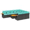vidaXL 11-dijelni set vrtnih sofa od poliratana s jastucima crni