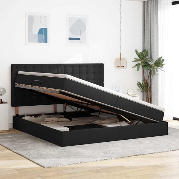 vidaXL Krevet s prostorom za pohranu s LED-om Crna 200 x 200 cm