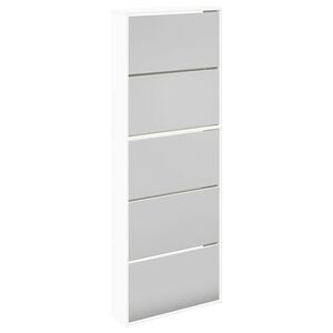 vidaXL Ormarić za cipele s 5 razina i ogledalom 63x17x169,5 cm bijeli
