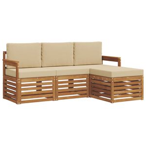 vidaXL Set vanjskih sofa s jastukom 4 pcs Prirodna i bež