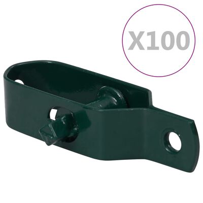 vidaXL Zatezači za žicu za ogradu 100 kom 100 mm čelični zeleni