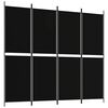 vidaXL Sobna pregrada s 4 panela crna 200 x 180 cm od tkanine