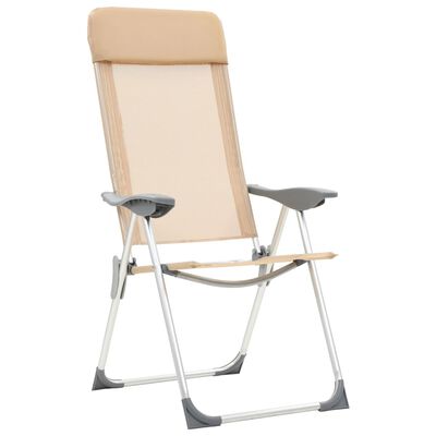vidaXL Sklopive stolice za kampiranje 4 kom krem aluminijske
