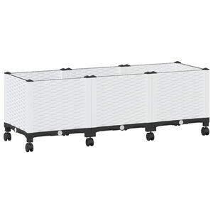 vidaXL Vrtni saksija s kotačima Bijela 120 x 40 x 48 cm PP