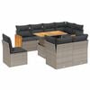 vidaXL 9-dijelni set vrtnih sofa od poliratana s jastucima sivi