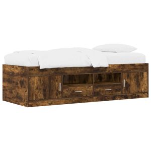 vidaXL Okvir kreveta s pohranom s ladicama Dimljeni hrast 80 x 200 cm