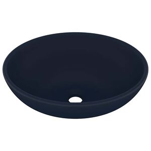 vidaXL Luksuzni ovalni umivaonik mat tamnoplavi 40 x 33 cm keramički