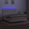 vidaXL Krevet box spring s madracem LED krem 180x200 cm od tkanine