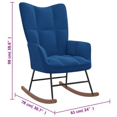 vidaXL Stolica za ljuljanje s osloncem za noge plava baršunasta