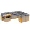 vidaXL 10-dijelni set vrtnih sofa s jastucima bež od poliratana