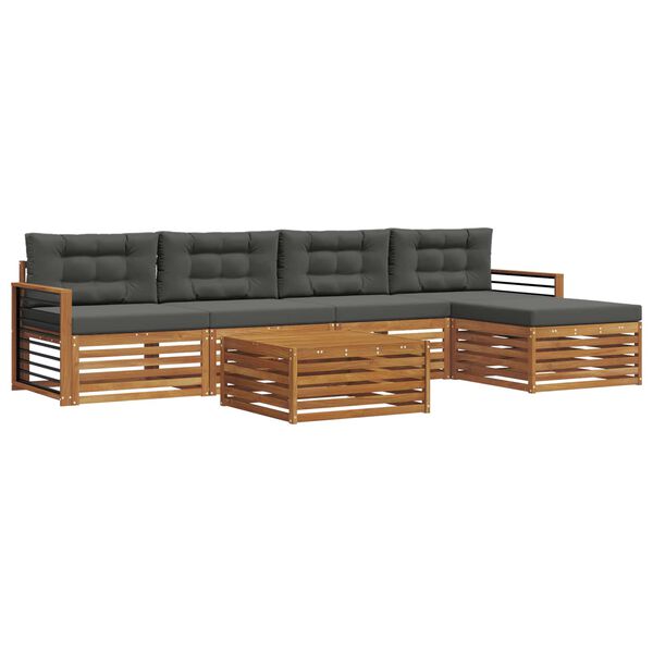 vidaXL Set vanjskih sofa s jastukom 6 pcs Prirodna i antracit