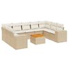 vidaXL 10-dijelni set vrtnih sofa s jastucima bež od poliratana