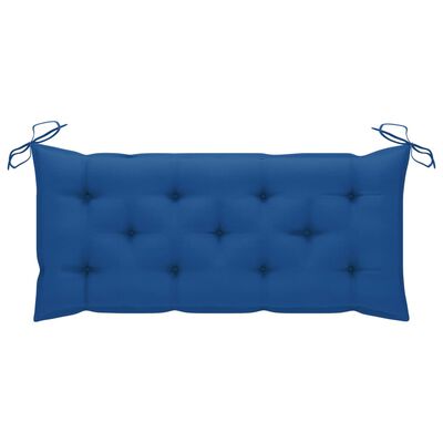 vidaXL Klupa za ljuljanje s plavim jastukom 120 cm od masivne tikovine