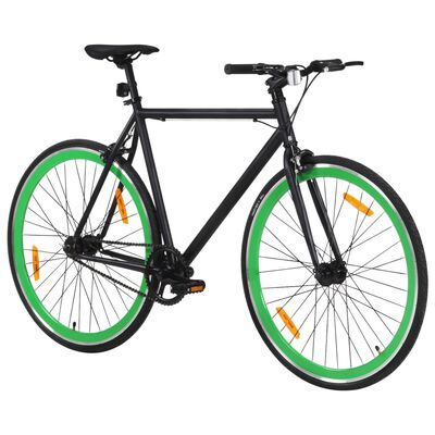 vidaXL Bicikl s fiksnim zupčanikom crno-zeleni 700c 55 cm