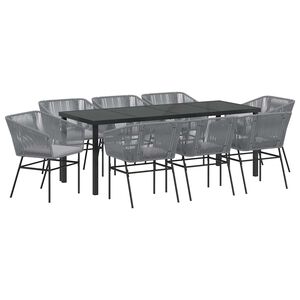 vidaXL Vrtni set za objed 9 pcs Siva Čelik s prahom premazan