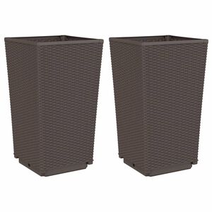 vidaXL Vrtne sadilice 2 kom smeđe 32,5 x 32,5 x 57 cm od PP-a