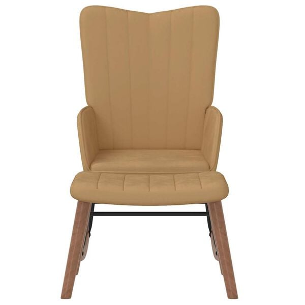 vidaXL Stolica za ljuljanje s osloncem za noge smeđa bar&scaron;unasta