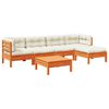 vidaXL 6-dijelni set vrtnih sofa s jastucima vo&scaron;tano smeđi od borovine