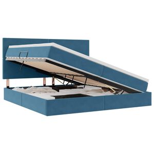 vidaXL Krevet s prostorom za pohranu s LED-om Tamno plava 200 x 200 cm