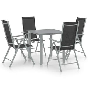 vidaXL 5-dijelni vrtni blagovaonski set aluminijski srebrno-crni