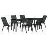 vidaXL Vrtni set za objed 7 pcs Crna Čelik s prahom