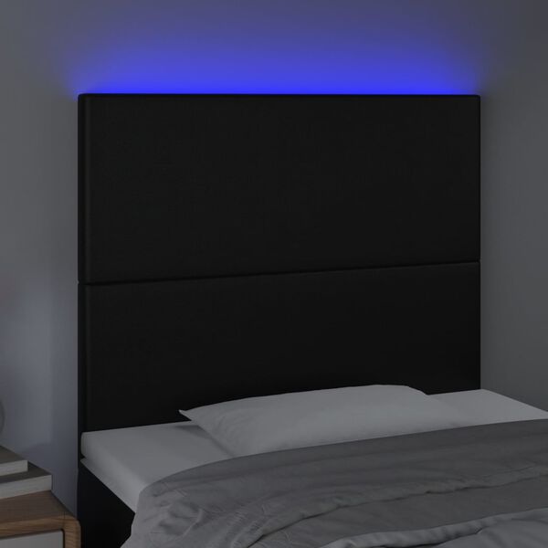 vidaXL LED uzglavlje crno 100x5x118/128 cm od umjetne kože