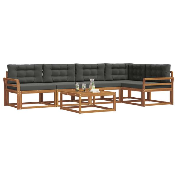 vidaXL Set vanjskih sofa s jastukom 6 pcs Prirodna i antracit