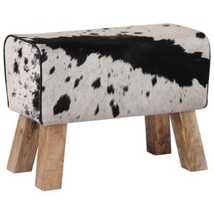 vidaXL klupa 60 x 30 x 45 cm Prava koža Crna i bijela