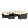 vidaXL 10-dijelni set vrtnih sofa s jastucima crni od poliratana