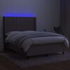 vidaXL Krevet box spring s madracem LED smeđesivi 140x200 cm tkanina