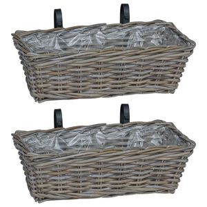 vidaXL Viseća Ko&scaron;ara za Saksije 2 pcs Siva 48 x 22 x 15 cm Lacak Ratan
