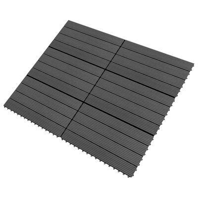 vidaXL Pločice za trijem 6 kom WPC 60 x 30 cm 1,08 m² crne