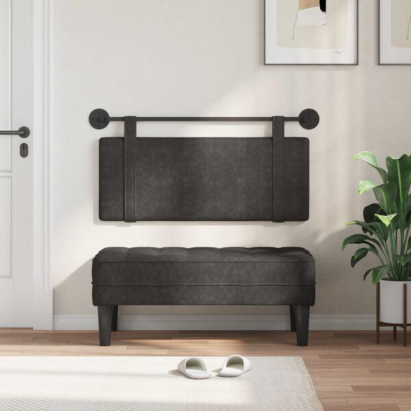 vidaXL Držeće uzglavlje Zidne Crna 110 x 55 x 5 cm Antikni PU