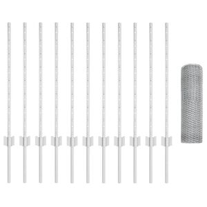 vidaXL Ograda s postovima Srebrna