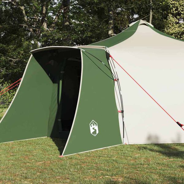 vidaXL Tipi šator s krovom Zelena i bež 492 x 492 x 275 cm tkanina
