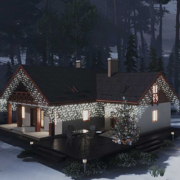 vidaXL LED zavjesa sa sigama 10 m 400 LED hladne bijele 8 funkcija