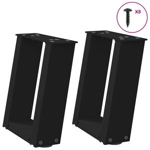 vidaXL Noge za klub stolić U-oblik 2 kom Crne 30 x (30-31) cm Čelik