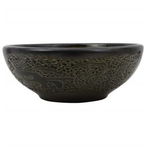 vidaXL Nadgradni umivaonik crni okrugli &Phi; 41 x 14 cm keramički