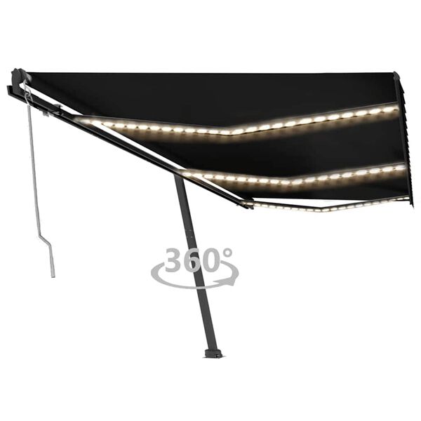 vidaXL Automatska tenda sa senzorom za vjetar LED 600x300 cm antracit