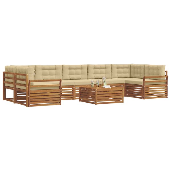 vidaXL Set vanjskih sofa s jastukom 8 pcs Prirodna i bež