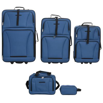 vidaXL 5-dijelni set putnih kovčega plavi od tkanine