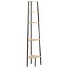 vidaXL Kutne police s 5 razina svjetlosmeđe-crne 45,5 x 31,5 x 180 cm