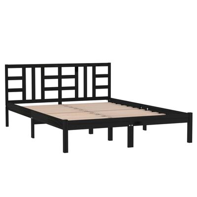 vidaXL Okvir za krevet od masivnog drva crni 150 x 200 cm veliki
