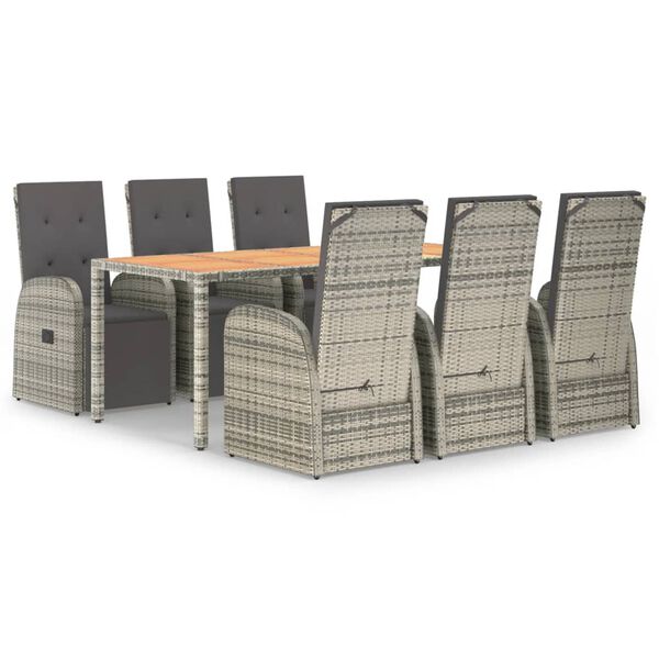 vidaXL 7-dijelni vrtni blagovaonski set sivi od poliratana