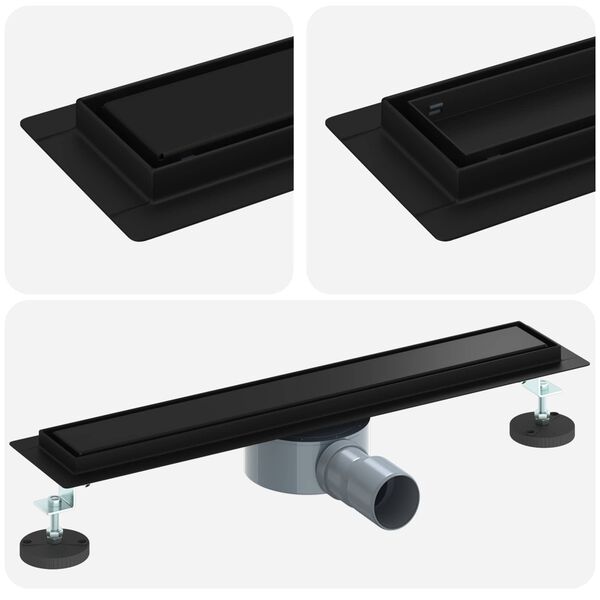 vidaXL Tu&scaron; kanal 2-u-1 sa 360&deg; sifonom Crna 50 cm Nehrđajući čelik 304