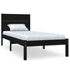 vidaXL Okvir za krevet crni od masivnog drva 90 x 190 cm mali