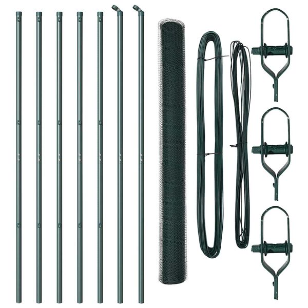 vidaXL Stup za ogradu Zelena 10 x 1,6 m (mreza 13 mm) Čelik i PVC