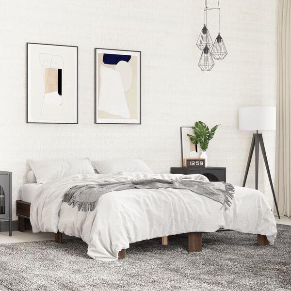 vidaXL Okvir za krevet smeđi hrast 150x200cm konstruirano drvo i metal