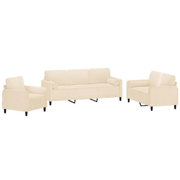 vidaXL 3-dijelni set sofa s jastucima krem bar&scaron;unasti